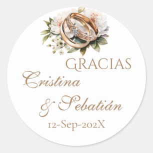 Spanish Boho Wedding round sticker 