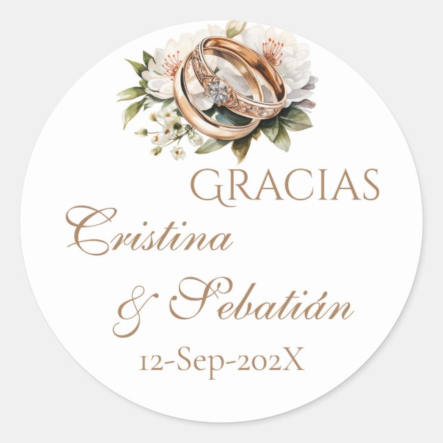 Spanish Boho Wedding round sticker  (Front)