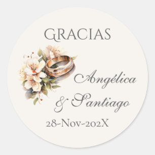 Spanish Boho Wedding round sticker 