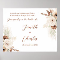 Spanish Boho Wedding Welcome sign, Cartel de Boda