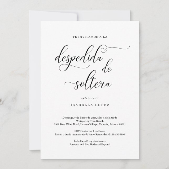 Spanish Bridal Shower Invitation (Front)