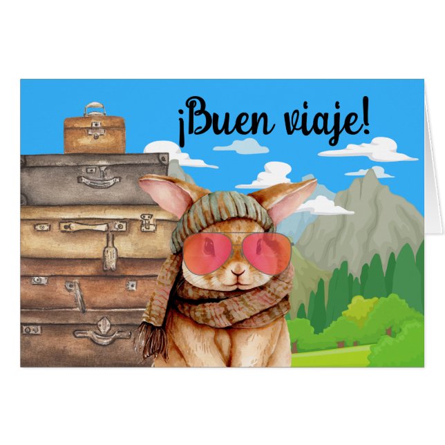 Spanish Buen Viaje Bon Voyage Rabbit (Front Horizontal)