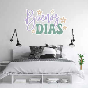 Spanish Buenos Dias or Good Morning Flower Wall Decal