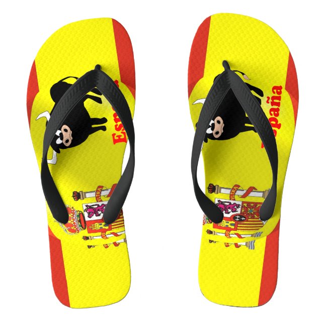 Spanish Bull Flag Design  Flip Flops (Footbed)
