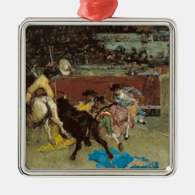 Spanish Bullfight (by Marià Fortuny) Metal Tree Decoration (Front)