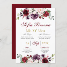 Spanish Burgundy Floral Quinceanera