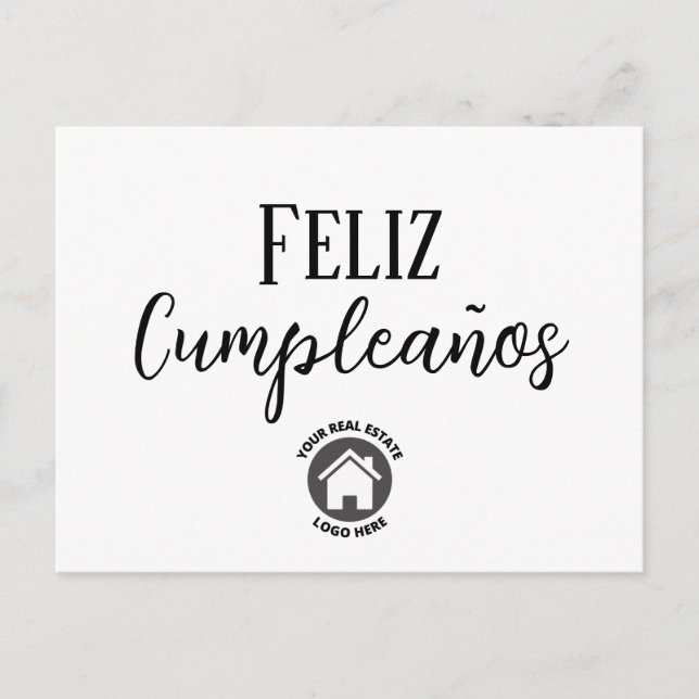 Spanish Business Real Estate Happy Birthday Logo Postcard (Front)