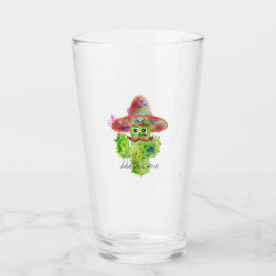 Spanish Cactus Moustache Hat Fiesta Text Artisan Glass
