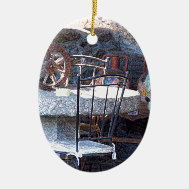 Spanish Cactus Still Life Ceramic Tree Decoration (Front)