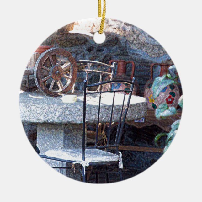 Spanish Cactus Still Life Ceramic Tree Decoration (Front)