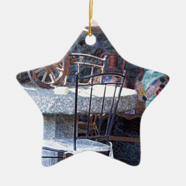 Spanish Cactus Still Life Ceramic Tree Decoration (Front)