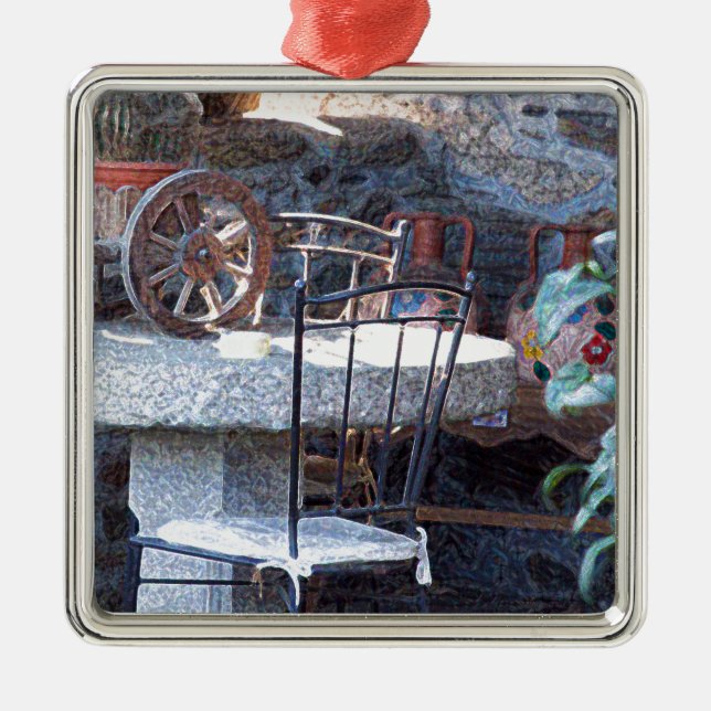 Spanish Cactus Still Life Metal Tree Decoration (Front)