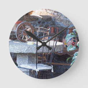 Spanish Cactus Still Life Round Clock