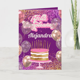 Spanish Cake Glitter Transparent Balloons Birthday Card