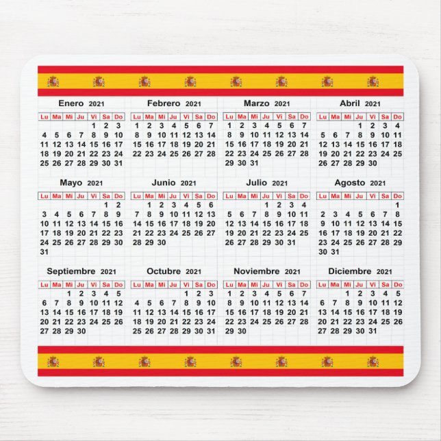 Spanish calendar 2021 mouse mat (Front)