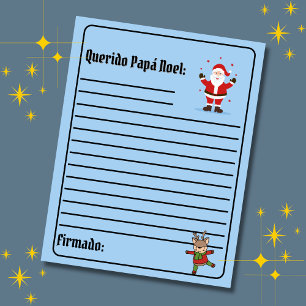 Spanish Carta Para Papá Noel Blue Letter to Santa