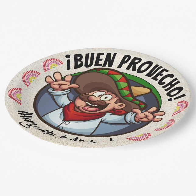 Spanish Character Buen Provecho Party Goods Plate (Angled)