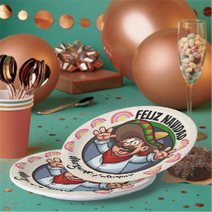 Spanish Character Feliz Navidad Paper Plate