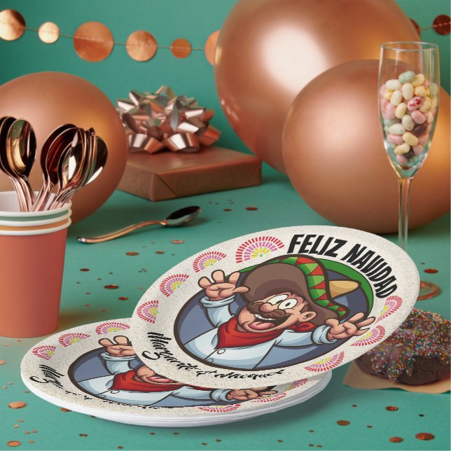 Spanish Character Feliz Navidad  Paper Plate (Multi)