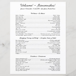 Spanish Cheat Sheet - Bilingual Wedding