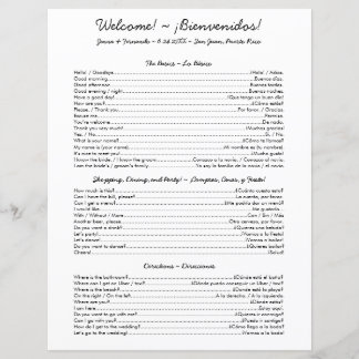 Spanish Cheat Sheet - Bilingual Wedding