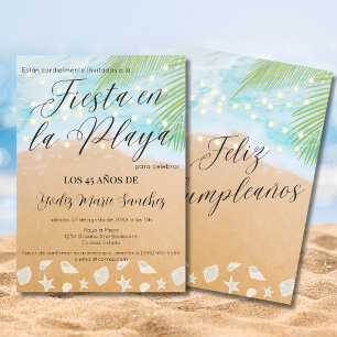 Spanish Chic Beach Sand Shore 45th Birthday Party Invitation