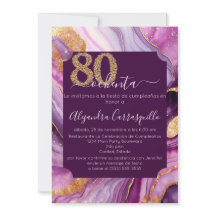 Spanish Chic Pink Purple Agate 80th Birthday Party