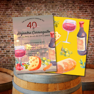 Spanish Chic Wine & Cheese Tasting 40th Birthday Invitation