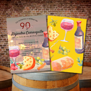 Spanish Chic Wine & Cheese Tasting 90th Birthday Invitation