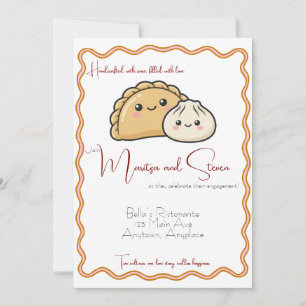 Spanish Chinese Empanada Dumpling Food Engagement Invitation