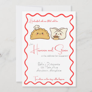 Spanish Chinese Empanada & Wonton Food Engagement Invitation