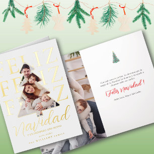 Spanish Christmas Feliz Navidad Próspero Año Nuevo Foil Greeting Card