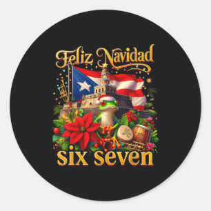 Spanish Christmas Funny Puerto Rico Boricua Coqui  Classic Round Sticker