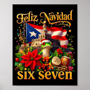 Spanish Christmas Funny Puerto Rico Boricua Coqui  Poster