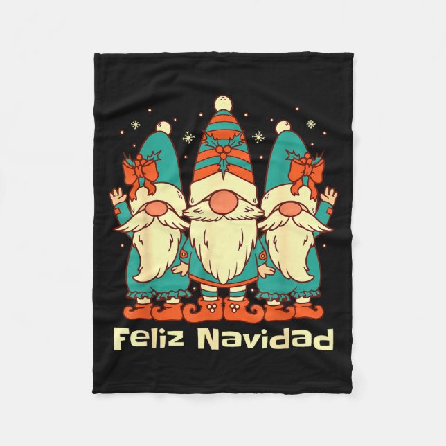 Spanish Christmas Gnomes Feliz Navidad  Fleece Blanket (Front)