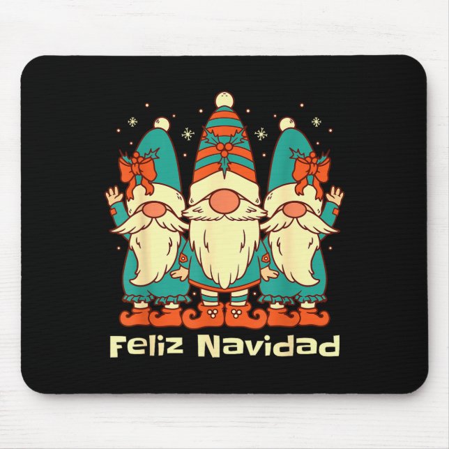 Spanish Christmas Gnomes Feliz Navidad  Mouse Mat (Front)