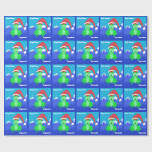 Spanish Christmas Santa Frog Wrapping Paper