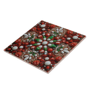 Spanish Christmas Star Hand-paint Terracotta No 4 Tile