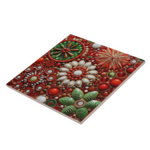 Spanish Christmas Star Hand-paint Terracotta No 5 Tile