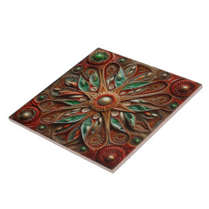 Spanish Christmas Star Hand-paint Terracotta Tile