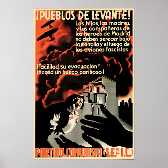 Spanish Civil War Propaganda Poster, Help Evacuate Poster (Front)