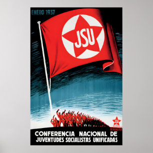 Spanish Civil War Propaganda Poster JSU Socialist
