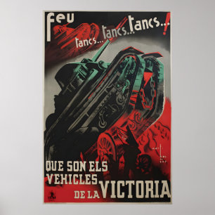 Spanish Civil War Propaganda Poster Tanks of