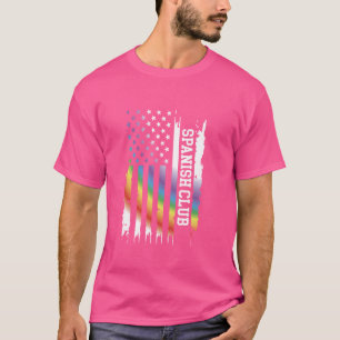 Spanish Club United States Distressed Rainbow w US T-Shirt
