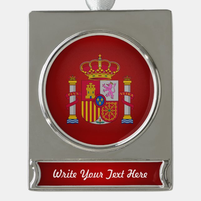 Spanish coat of arms silver plated banner ornament (Front)
