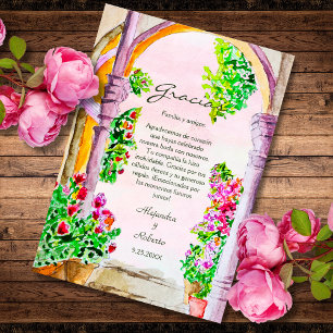 Spanish Colourful Watercolor Floral Old Town Mexic Thank You Card
