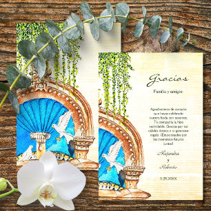 Spanish Colourful Watercolor Old Town Mexico Thank You Card