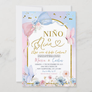 Spanish Coquette Blush Nino o Nina Gender Reveal Invitation