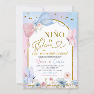 Spanish Coquette Blush Nino o Nina Gender Reveal Invitation