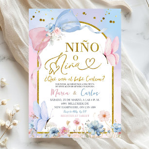 Spanish Coquette Blush Nino o Nina Gender Reveal Invitation